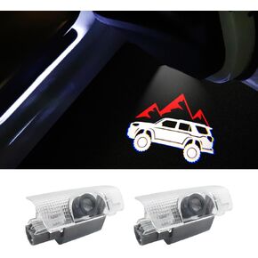 قطعتان من مصابيح شعار باب السيارة عالية الدقة لا تتلاشى أبدًا متوافقة مع 4Runner 2010-present LED جهاز عرض ترحيبي بالليزر مجموعة مصابيح البركة ملحقات السيارة (أسود)