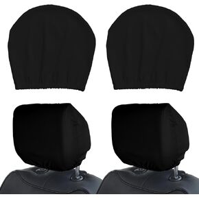 4 Pcs Universal Car Headrest Cover, Black Polyester Headrest Covers for Car, Head Rest Protector Fabric Coverings for Car Truck Auto(Black)