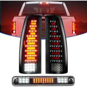 Tail Light +3rd Third Brake Cargo Lamp Fit for Chevy Silverado C1500/K1500 1988-1999, for Silverado/Sierra C2500 C3500 K2500 K3500 1988-2000, Blazer 1992-1994, Rear Taillight Assembly Somke Lens