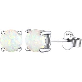 Fine White/Blue/Green Opal Stud Earrings Gifts for Women, 925 Sterling Silver Simulated Opal Studs Hypoallergenic Jewellery