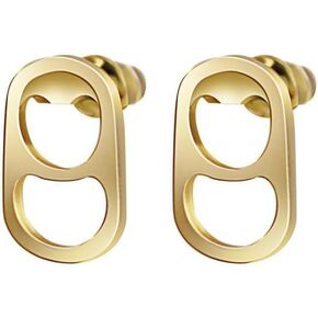 Stainless Steel 18K Gold Plated Can Pull Tab Stud Earrings Women Statement Minimalism Ring-pull Can Earrings Jewelry Gift