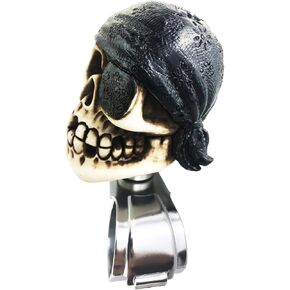 Arenbel Driving Booster Suicide Knob Spinner Skull Pirate Style Steering Wheel Turning Assist Grip Handle Fit Most Cars Trucks Boats, Black