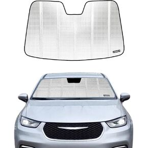 Windshield Sun Shade for 2017-2024 Chrysler Pacifica/Hybrid, 2021-2022 Voyager Front Window Sunshade. Reflective Rigid Material