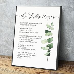 Canvas Wall Art The Lord'S Prayer,Matthew 6 9-13 Christian Wall Decor Modern Prints Wood Framed Room Decor For Home Office Apartment Wall Decor Ready To Hang 12x8 In