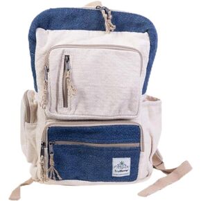 Handmade Multi-Pocket Hemp Backpack, Green – Durable Backpack with Adjustable Straps, Spacious 17L Storage for Travel, Work, Hiking, and Everyday Use