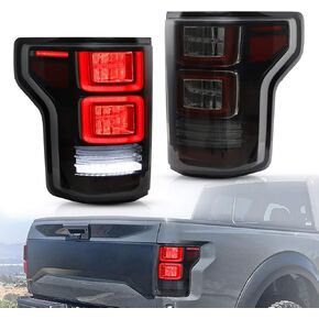 VLAND Led Tail lights Compatible with Ford F-150 2015-2020 Factory Halogen Pickup Truck (Not Fit a XLT/Lariat and Factory w/BLISS or LED Version) w/Red Turn Signal w/Animation Smoke Lens