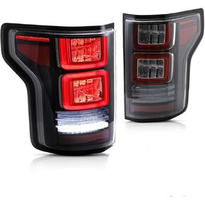 VLAND Led Tail lights Compatible with Ford F-150 2015-2020 Factory Halogen Pickup Truck (Not Fit a XLT/Lariat and Factory w/BLISS or LED Version) w/Red Turn Signal w/Animation Smoke Lens