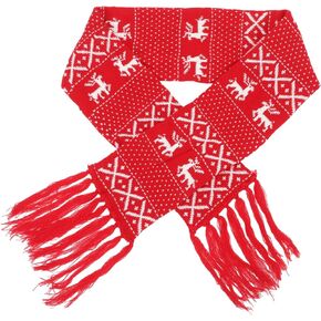 SEWACC Christmas Scarves Scarf for Women Men Knitted Wool Christmas Scarf Reindeer Snowflake Scarf Winter Scarf for Christmas Party Outdoor Sport Travel Holiday Scarf