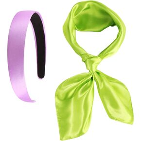 Solid Purple Headband and Fashion Green Scarf for Women Girl in Saudi Arabia