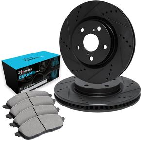 R1 Concepts Front Brakes and Rotors Kit |Front Brake Pads| Brake Rotors and Pads| Ceramic Brake Pads and Rotors|fits 1988-1988 Pontiac Fiero