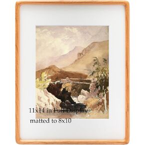 Recuerdos 18x24 Picture Frame in Natural Walnut Wood, Rectangular 18x24 Frame with 16x20 Mat for Wall Mount or Tabletop Display