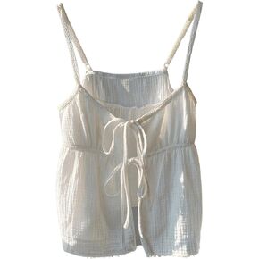 Women's Spaghetti Strap Front Tie Closures Camisole Tops Tie Front V Neck Crop Top Summer Streetwear