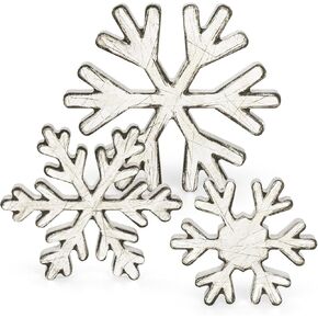3 Pcs Winter Retro Wooden Snowflake Decor Christmas Farmhouse Christmas Tiered Tray Decor Centerpiece Block for Xmas Home Party Supplies (3.9 inch, 4.7 inch, 5.9 inch)