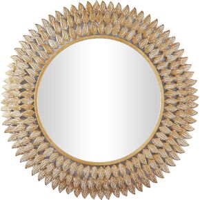 Deco 79 Metal Leaf Room Wall Mirror Radial Entryway Mirror, Wall Mounted Mirror 32" x 1" x 32", Gold