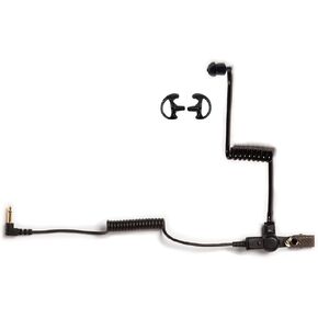 EarHugger® 3.5mm Listen-Only Acoustic Tube Earpiece for Two-Way Radio Speaker Mic Jacks. Receive-only Headset with Earbud, Open Ear Inserts, Extra Tubes, and Frames. Black Short 617-1N EH-EPT-1002