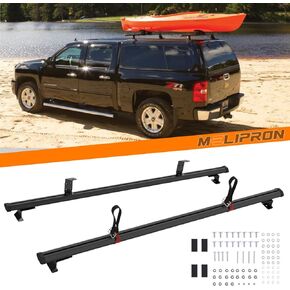 MELIPRON 60" Truck Cap Topper Rack Adjustable Aluminum Ladder Roof Rack for Kayak Canoe Lumber Pipe(Max Load 500lbs)
