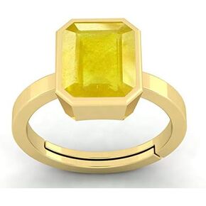 8.25 Carat Natural Yellow Sapphire BirthGemstone Gold Plated Promise Ring For Women's