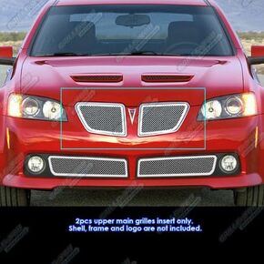 APS Premium Stainless Steel Chrome Mesh Grille Grill Insert Compatible with Pontiac G8 2008 2009 Main Upper N19-T41277P