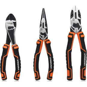 VANQUISH 3-Piece Pliers Set with Wire Jaw Diagonal Cutting Pliers, Long Needle Nose Pliers and Linemans Pliers Tool Set (3192) in Kuwait