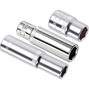 uxcell 3/8-Inch Drive by 10mm Deep and Shallow Socket Set 1/4-inch Deep Socket,Cr-V,6-Point,Metric