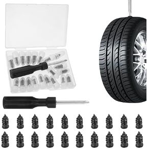 Tire Repair Rubber Nail, 21 Pcs Vacuum Tire Mending Nail Self-Service Tyre Repair Screws with Screwdriver Tyre Repair Kit for Car Motorcycle Bicycle Truck Tractor ATV Tire Puncture Repair (10S+10L)