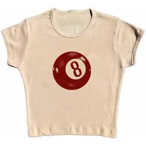 Baby Tees for Women Y2k Summer Beige Graphic Crop Tops Short Sleeve Teen Girls T-Shirts