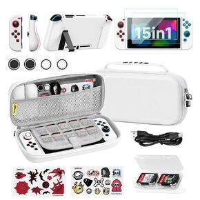 JEMDO Switch Bundle Storage Bag Set Compatible with Nintendo Switch,15in1 Carrying Case Accessories Kit ,Include Protective case, Screen Protector, Thumb Grip, Game Card Case,Stickers,Cloud Astronaut