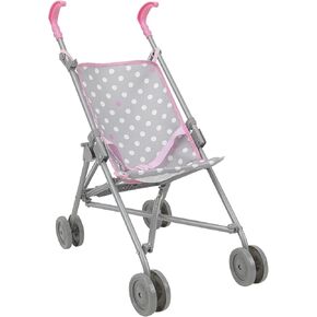 509 Crew: Cotton Candy Pink: Doll Travel System - Pink, Grey, Polka Dot -for Dolls Up to 18", Foldable, Retractable Canopy, Kids Pretend Play, Ages 3+