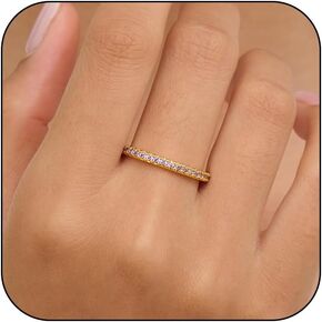 Birthstone Rings For Women, 14K Gold Plated Stackable Cubic Zirconia Eternity Birth Stone Ring To My Daughter/Mom Birthday Unique Gifts Jewelry