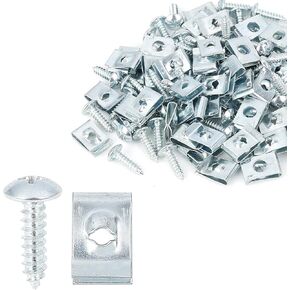 X AUTOHAUX 50 Sets 4.2x16mm U Clip Screw Assortment Car Clips Fasteners with Screws for Bumper Dash Door Panel Interior Army Green