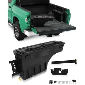 SCITOO Truck Bed Storage Tool 180° Rotating Tool Box Fit 2007-2018 For Chevrolet Silverado 1500 2500 2500 HD, 2007-2019 For GMC Sierra 1500 2500 HD 3500 HD Left Side Waterproof Black