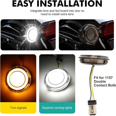DREAMIZER 1157 LED Motorcycle Turn Signals 2 Inch Front Rear Lights Super Bright Bulbs Lens Kit Compatible with Harley Softail Touring Dyna Sportster Road King Street Glide Electra Glide and More in Kuwait