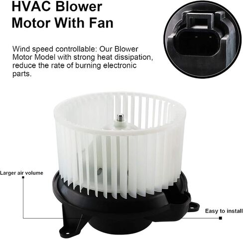 700101 محرك منفاخ HVAC مع قفص مروحة (يناسب فقط مع وحدة التحكم المركزية المخصصة لطاقم الكابينة) مناسب لسيارة شيفروليه أفالانش سيلفرادو جي إم سي سييرا 1500 2500 3500، مناسب لكاديلاك إسكاليد EXT 03-06 in Saudi Arabia