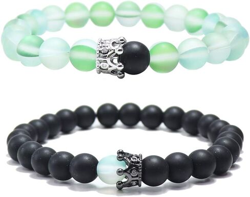 UEUC King&Queen Crown Distance Couple Bracelets His and Her Friendship 8mm Beads Bracelet in Kuwait