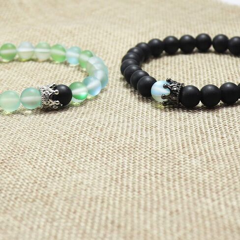 UEUC King&Queen Crown Distance Couple Bracelets His and Her Friendship 8mm Beads Bracelet in Kuwait