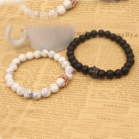 UEUC King&Queen Crown Distance Couple Bracelets His and Her Friendship 8mm Beads Bracelet in Kuwait