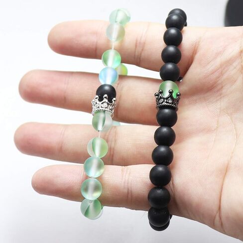 UEUC King&Queen Crown Distance Couple Bracelets His and Her Friendship 8mm Beads Bracelet in Kuwait