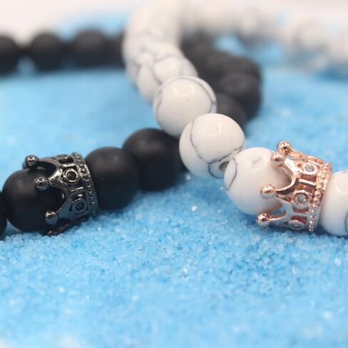 UEUC King&Queen Crown Distance Couple Bracelets His and Her Friendship 8mm Beads Bracelet in Kuwait