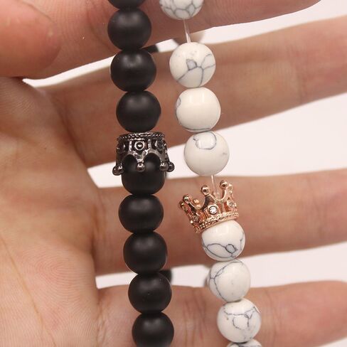 UEUC King&Queen Crown Distance Couple Bracelets His and Her Friendship 8mm Beads Bracelet in Kuwait