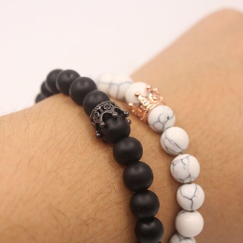 UEUC King&Queen Crown Distance Couple Bracelets His and Her Friendship 8mm Beads Bracelet in Kuwait