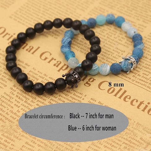 UEUC King&Queen Crown Distance Couple Bracelets His and Her Friendship 8mm Beads Bracelet in Kuwait