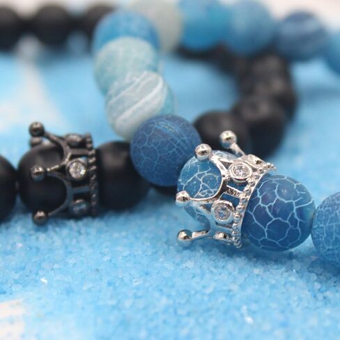 UEUC King&Queen Crown Distance Couple Bracelets His and Her Friendship 8mm Beads Bracelet in Kuwait