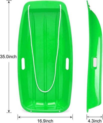 Snow Sled, 35" Sleds for Kids and Adult, Snow Sleds for Heavy Duty Fast Sliding, for 1-2 Riders with Handles and Pull Ropes, Ultimate Snow Toys for All Winter Conditions (Red) in Saudi Arabia