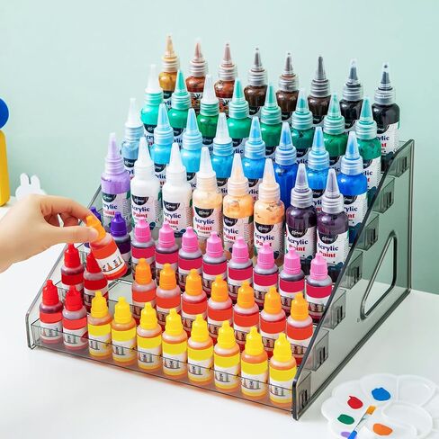 Paint organizer for acrylic painting (7 Tier) & Paint Brush Holder (26 Slots) for Paint Tube Storage,Acrylic Paint Organizer,Paint Holder,Clear Paint Bottle Rack for Alcohol Inks, Food Coloring in Saudi Arabia