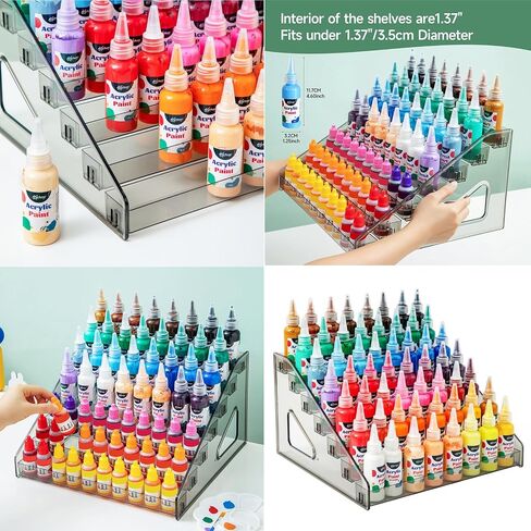Paint organizer for acrylic painting (7 Tier) & Paint Brush Holder (26 Slots) for Paint Tube Storage,Acrylic Paint Organizer,Paint Holder,Clear Paint Bottle Rack for Alcohol Inks, Food Coloring in Saudi Arabia
