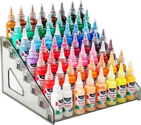 Paint organizer for acrylic painting (7 Tier) & Paint Brush Holder (26 Slots) for Paint Tube Storage,Acrylic Paint Organizer,Paint Holder,Clear Paint Bottle Rack for Alcohol Inks, Food Coloring in Saudi Arabia