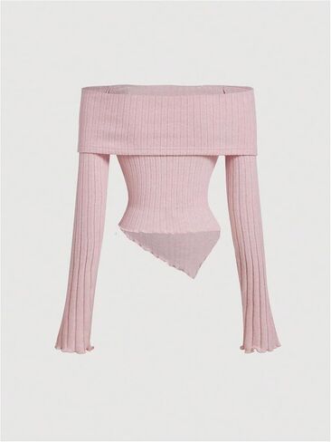 GORGLITTER Women's Bow Tie Ruched Off The Shoulder Sweaters Long Sleeve Coquette Crop Tops in Saudi Arabia