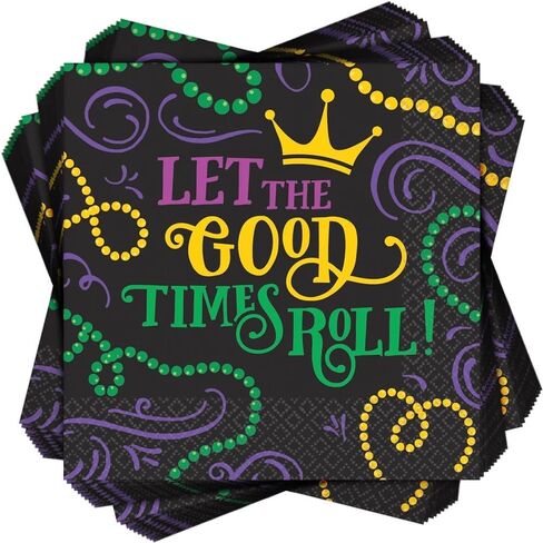 Vibrant Mardi Gras Luncheon Napkins - 6.5" x 6.5" (Pack of 125) - Premium Multicolor Paper - Perfect for Festive Celebrations & Elegant Table Arrangements in Saudi Arabia