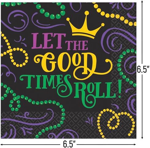 Vibrant Mardi Gras Luncheon Napkins - 6.5" x 6.5" (Pack of 125) - Premium Multicolor Paper - Perfect for Festive Celebrations & Elegant Table Arrangements in Saudi Arabia
