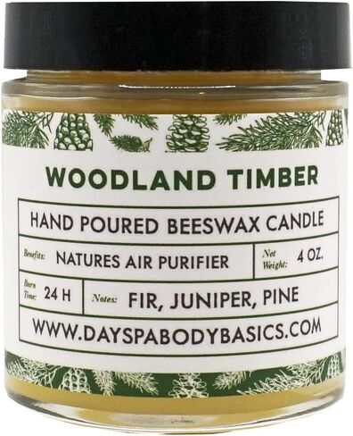 Woodland Timber Beeswax Candle - Clean Burning, Non-Toxic, Non-Allergenic - Handmade in USA in Saudi Arabia